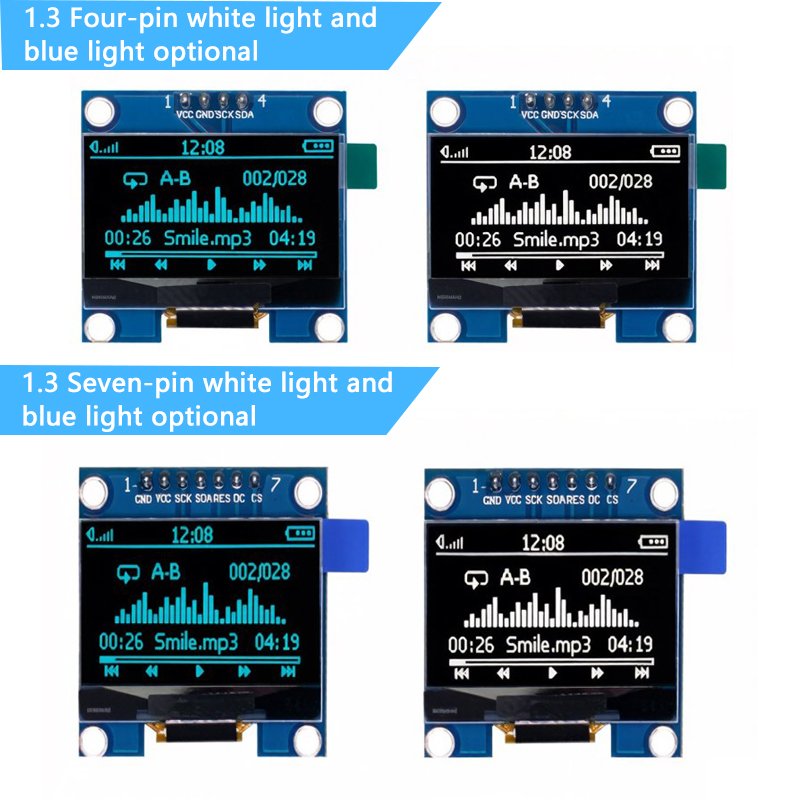 1.3 Inch SH1106 OLED Display Module 128*64 Resolution IIC/SPI Dual Interface White Screen - 图片 3