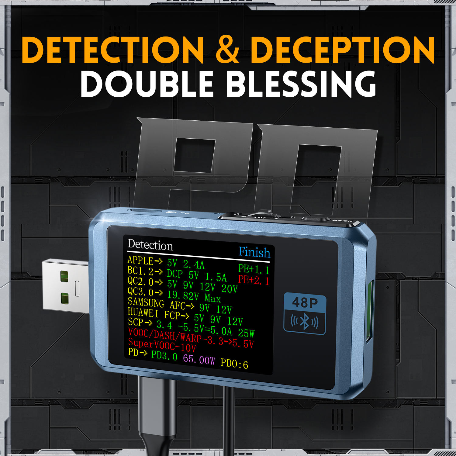 FNIRSI FNB48P BT USB Tester Voltmeter Ammeter TYPE-C Fast Charge Detection Trigger Capacity Ripple Measurement with CNC Metal Shell - Image 5