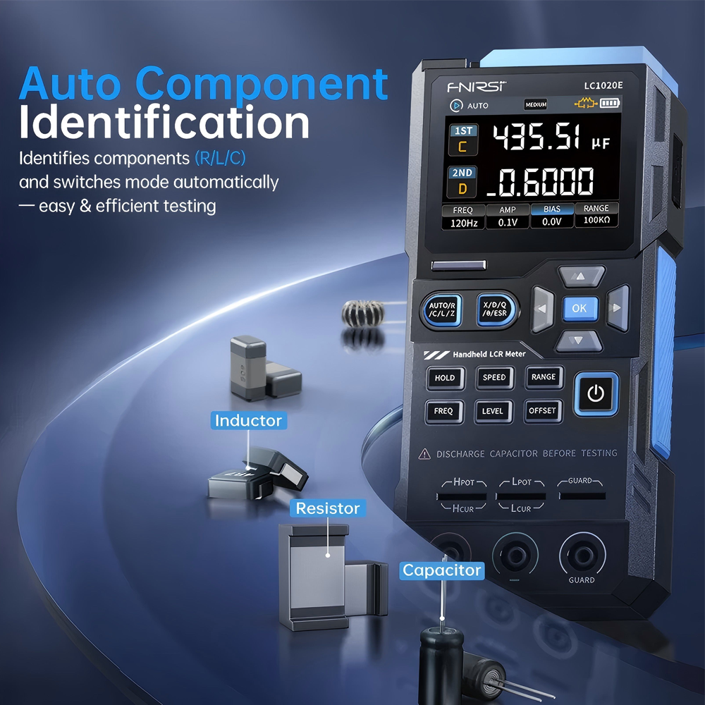 FNIRSI LC1020E High Precision Digital Bridge LCR ESR Tester Resistance Capacitance Inductance Electronic Component Measurement - 图片 6