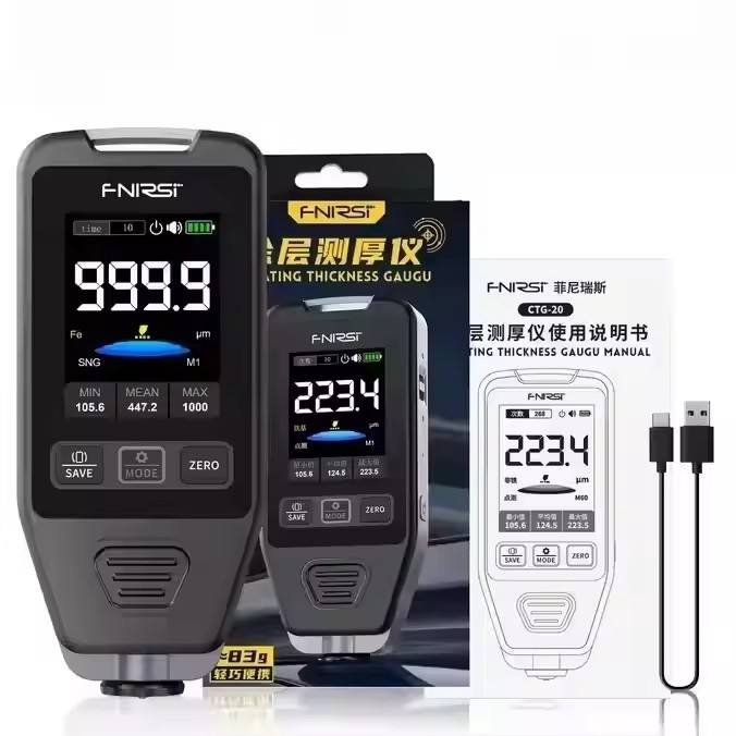 FNIRSI CTG-20 High Accuracy 3%+2um Coating Thickness Gauge Customized Support for Car Paint Surface Galvanized Layer Detection