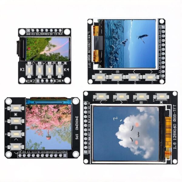 0.96/1.3/1.44/1.8 Inch ST7735 SPI TFT LCD Display Module with 4 Independent Buttons, 3.3V Color Screen for Arduino DIY Project