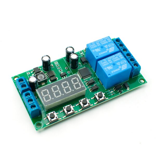 Dual Channel Digital Time Delay Relay Module with LED Display Multi-function Trigger Cycle Timing Control Switch Board