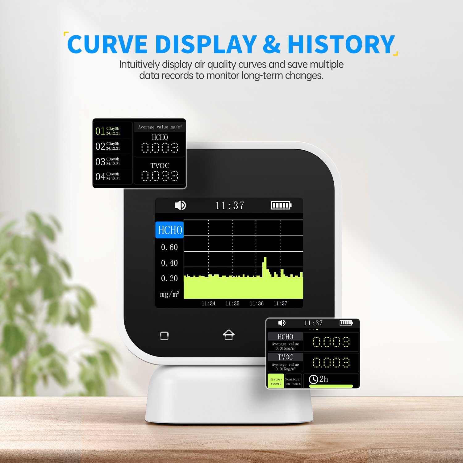 FNIRSI SFD-02 4-IN-1 Indoor Air Quality Monitor Touchscreen Formaldehyde Detector HCHO TVOC Temperature Test Air Detector - 图片 8